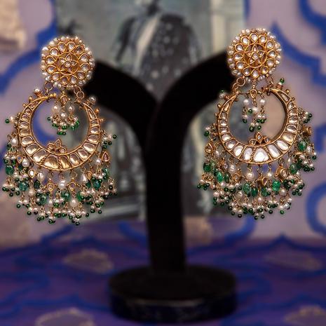 Chand bali 22Kt Gold Earrings - AjEr62772 - 22K Gold Chand Bali earrings.  Earrings are traditionally designed with filigree work and machine cut
